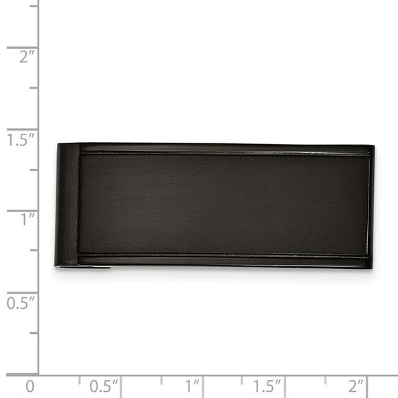 Men's Black-plated Stainless Steel Grooved Edge Money Clip - Picture 3 of 4